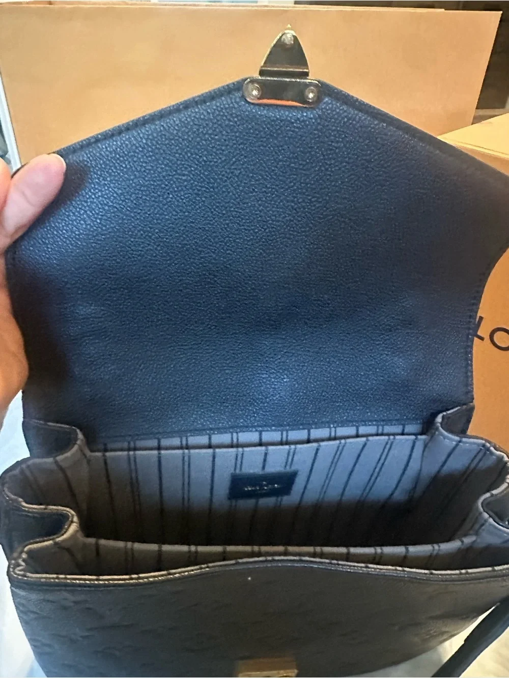 Louis Vuitton Black Embossed Monogram Small Crossbody Bag